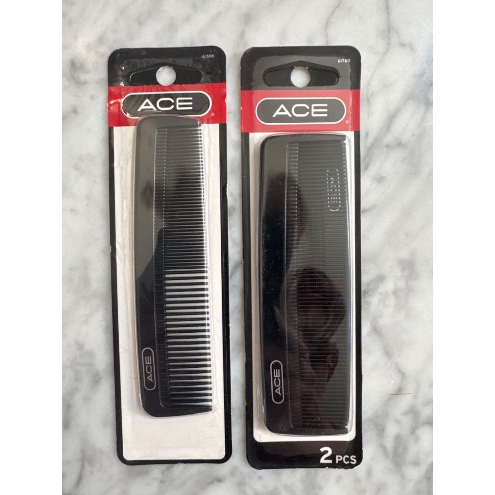 Ace Pocket Combs Set 3pcs Black 61586 61780 Fine Coarse Heavy Duty New